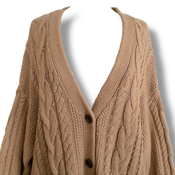 Quince Tan Cable Knit Cardigan - Picture 3 of 12